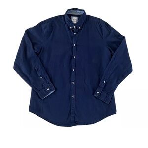 Zara Mens Linen Blend Button Down Roll Tab Sleeves